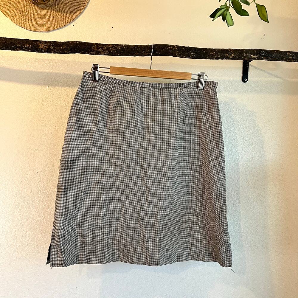 Vintage 90s Talbots Herringbone 100% Irish Linen Mini Skirt Size 12
